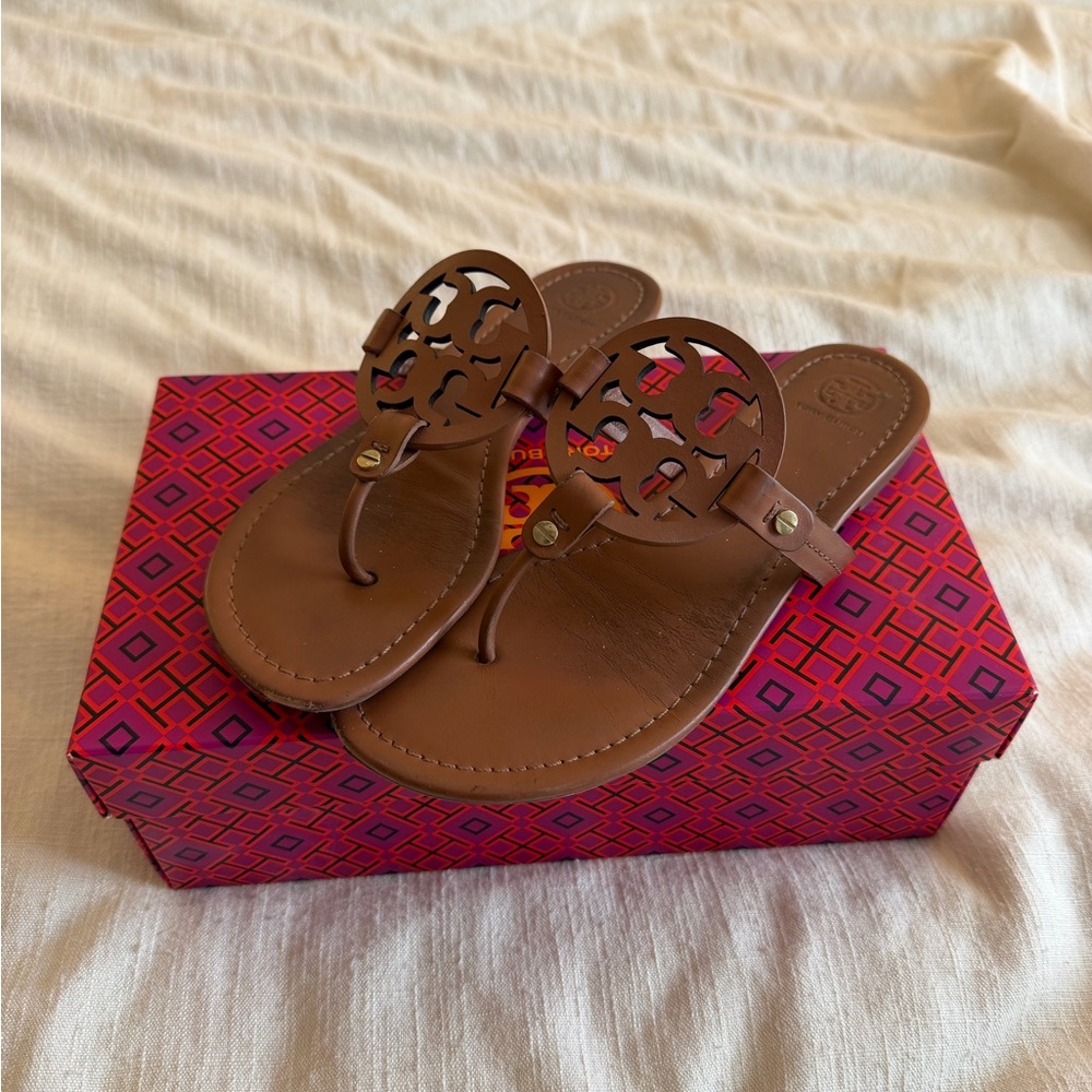 Tory Burch Miller Brown Leather Sandals